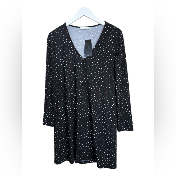 MNG Black Polka Dot Dress M - Picture 1 of 4